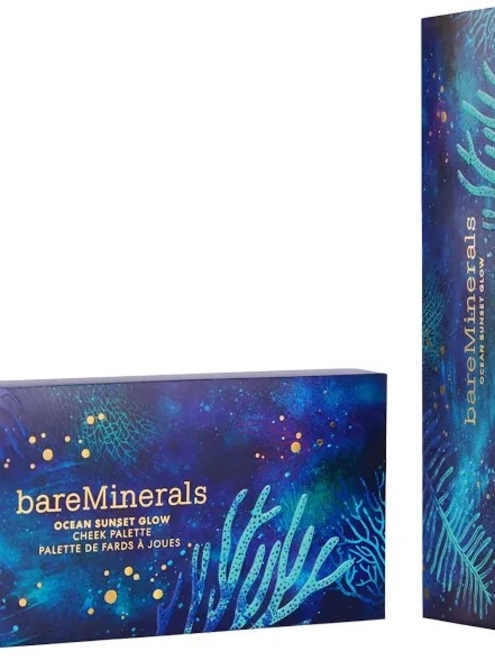 bareMinerals Ocean Sunset Glow Palette in blue and gold packaging